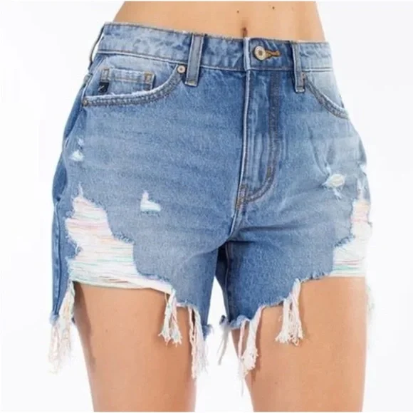 KanCan Shorts Kancan Womens High Rise Rainbow Distressed Denim